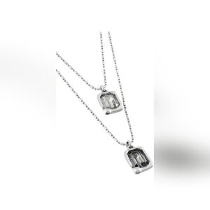 UNODE50 SILVER LAYERED CRYSTAL NECKLACE